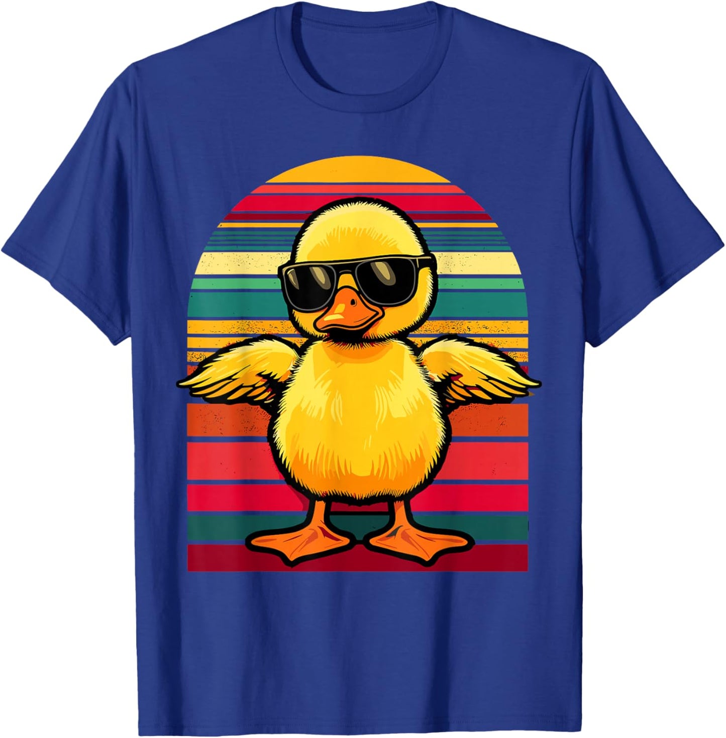 Yellow Duck in Sunglasses Retro Funny Duck T-Shirt - T-Shirt | Royal