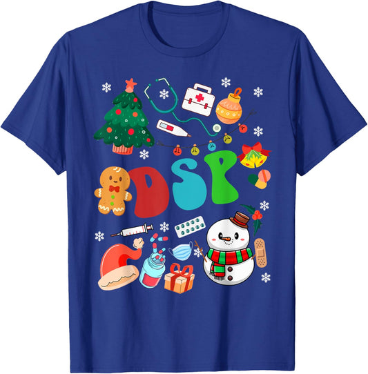 DSP Christmas Retro Groovy Xmas Gift Men Women ER Nurse T-Shirt - T-Shirt | Royal