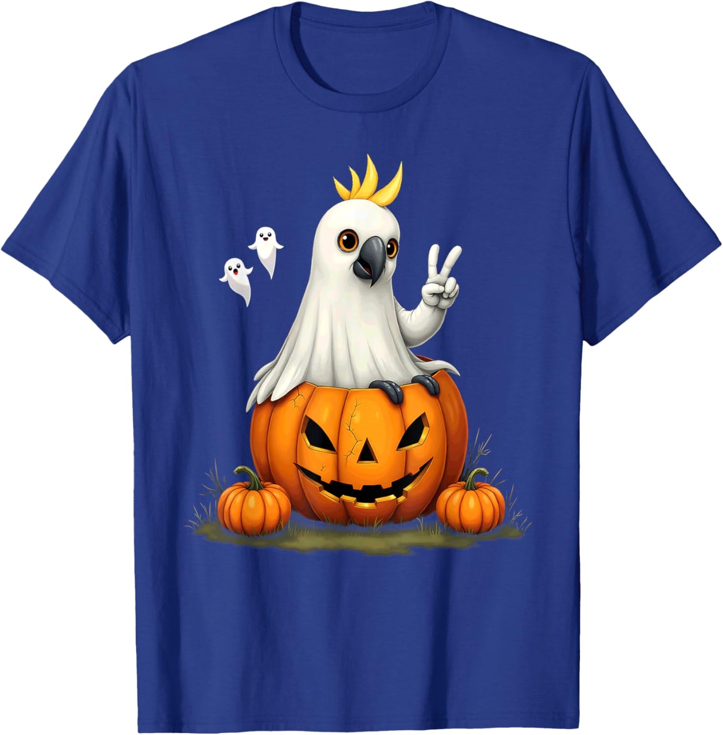 Pumpkin Boo Ghost Cockatoo Halloween Costume T-Shirt - T-Shirt | Royal