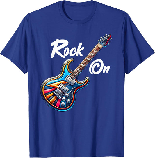 Rock On Guitar Band Funny Rock Guitar Player Girls Boys Kids T-Shirt - T-Shirt | Royal