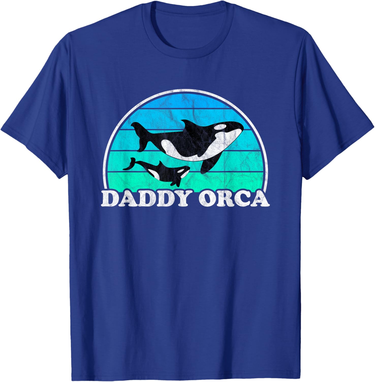 Daddy Orca - Orcas Whale Father Dad Retro T-Shirt - T-Shirt | Royal