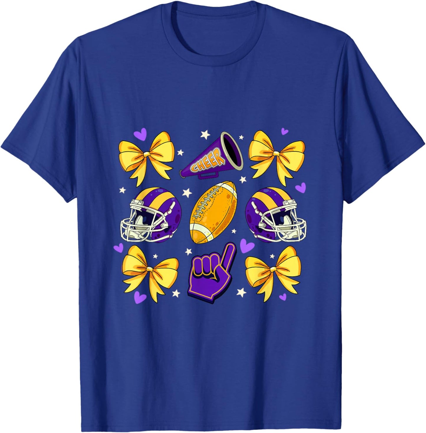 Football Cheer Mom Sister Coquette Bow Game Day Purple Women T-Shirt - T-Shirt | Royal