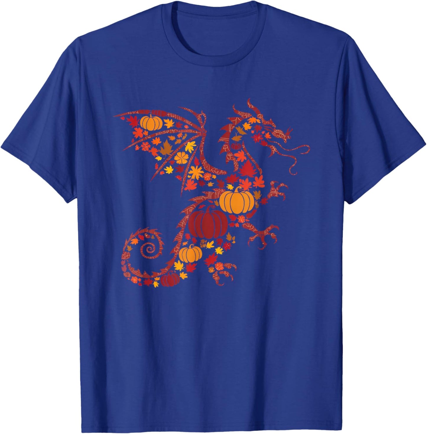 Fall Dragon Thanksgiving Autumn Pumpkin Women Men Boys Girls T-Shirt - T-Shirt | Royal