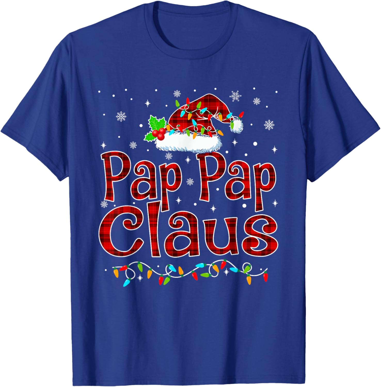 Pap Pap Claus Christmas Pajama Matching Family Xmas Lights T-Shirt - T-Shirt | Royal