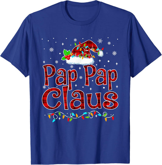 Pap Pap Claus Christmas Pajama Matching Family Xmas Lights T-Shirt - T-Shirt | Royal
