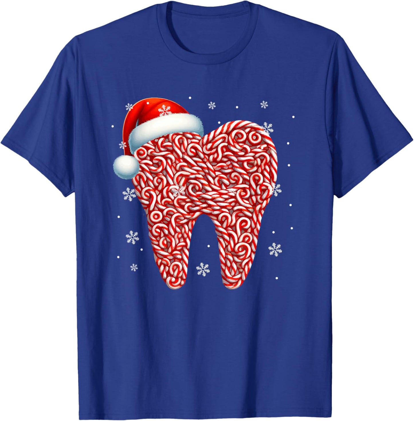 Candy Canes In Tooth Shape Christmas Dentist Dental Squad T-Shirt - T-Shirt | Royal