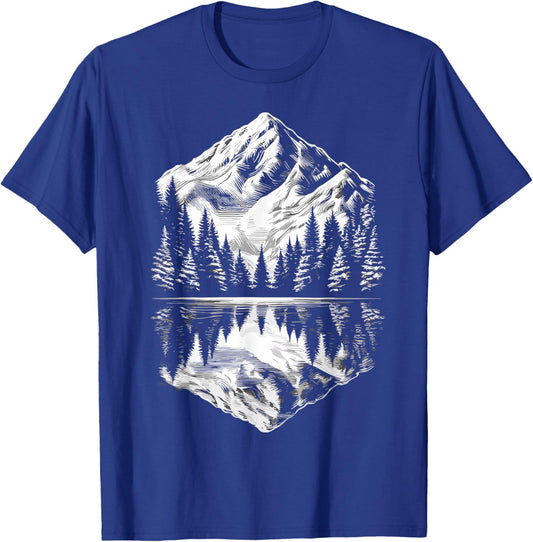 Wildlife Mountain Landscape Reflection Forest Outdoor T-Shirt - T-Shirt | Royal