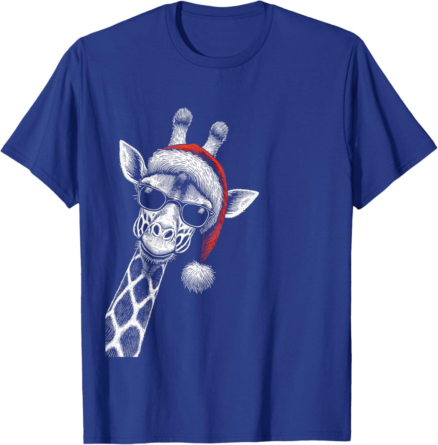Giraffe Christmas Santa Hat Pajama Funny Giraffe Xmas T-Shirt - T-Shirt | Royal