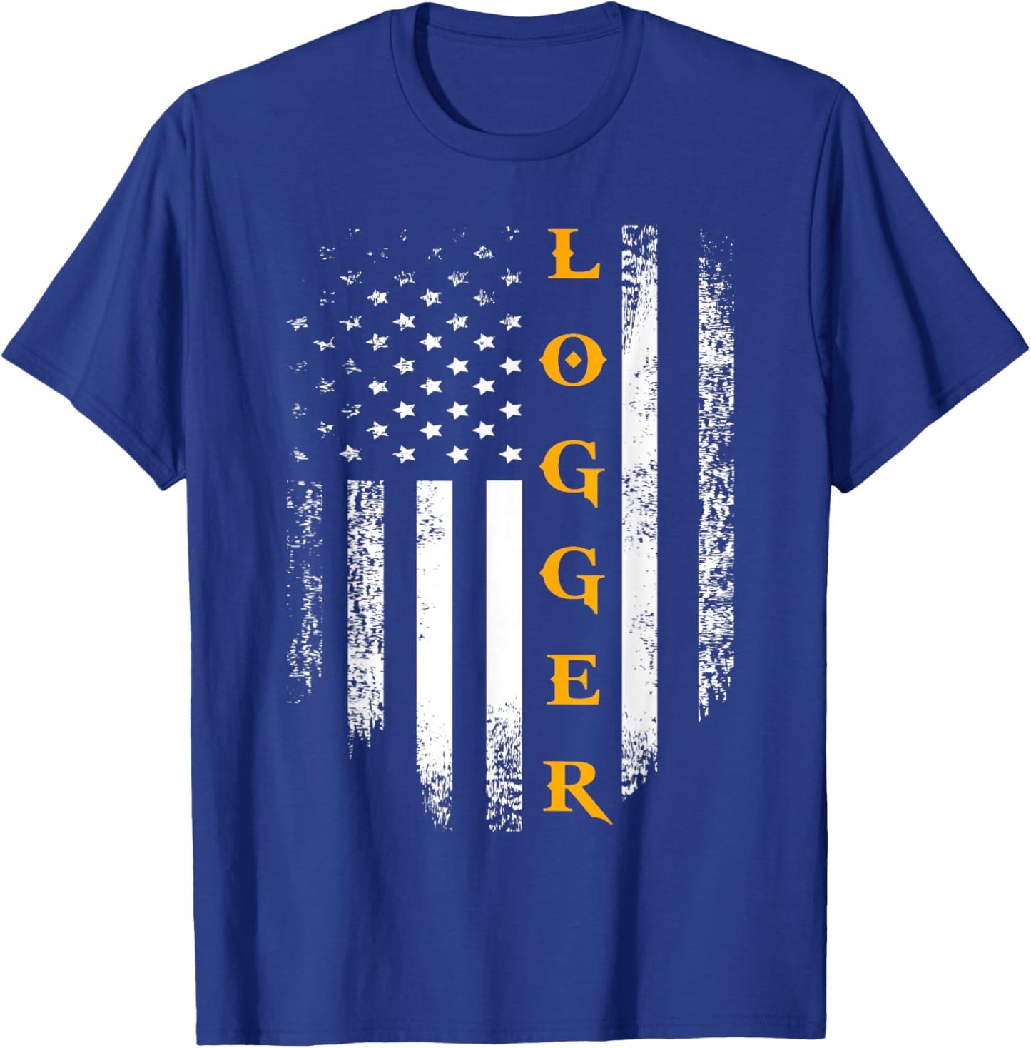 Vintage Logger With American Flag Logging/Carpenter Gift T-Shirt - T-Shirt | Royal