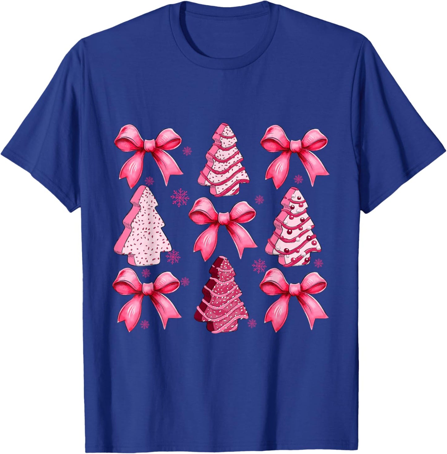 Pink Debbie Tree Cake Coquette Bow Xmas Matching Family T-Shirt - T-Shirt | Royal