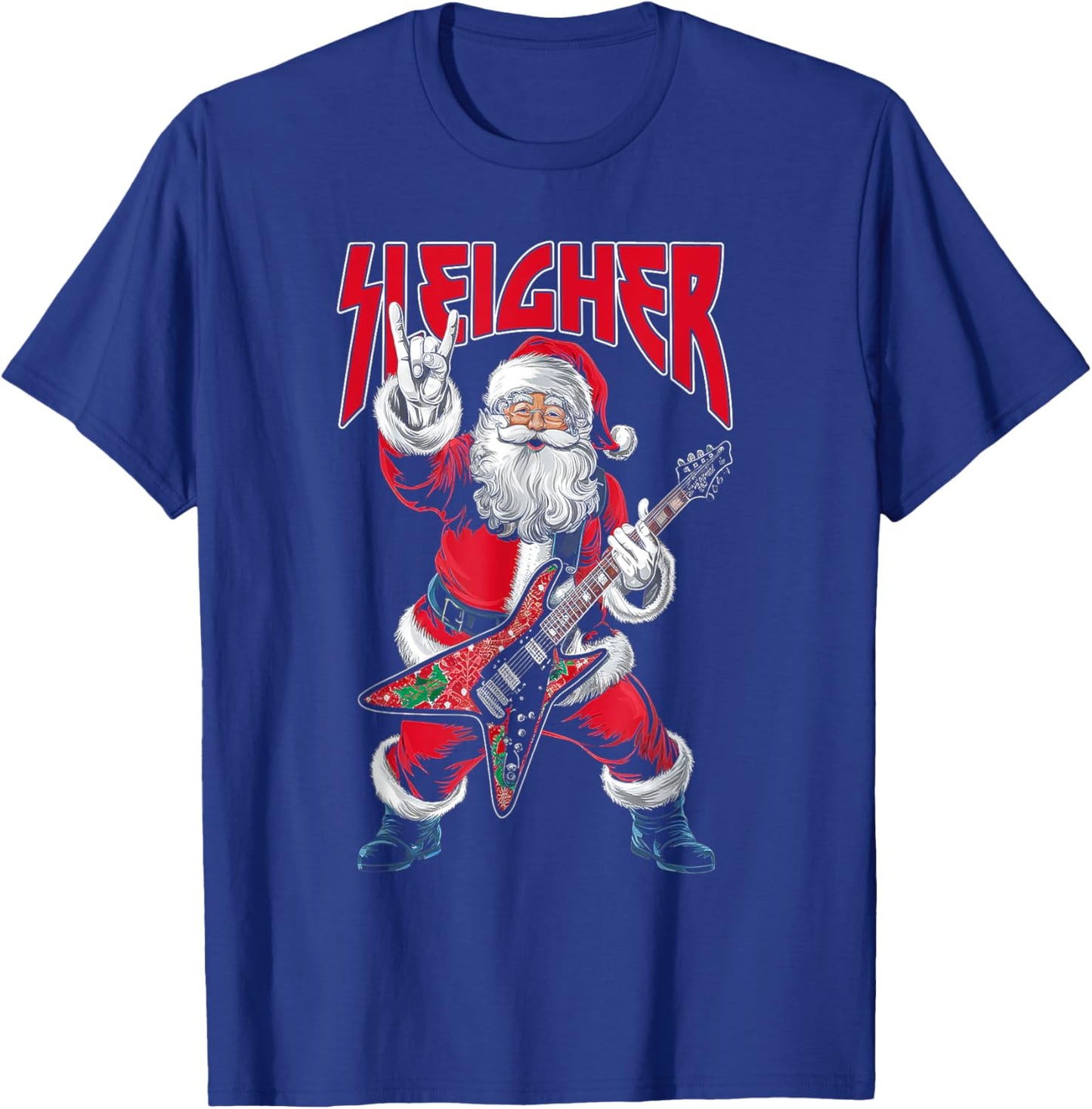 Christmas Sleigher Santa Rock Xmas Rocker Men Women Kids Boy T-Shirt - T-Shirt | Royal