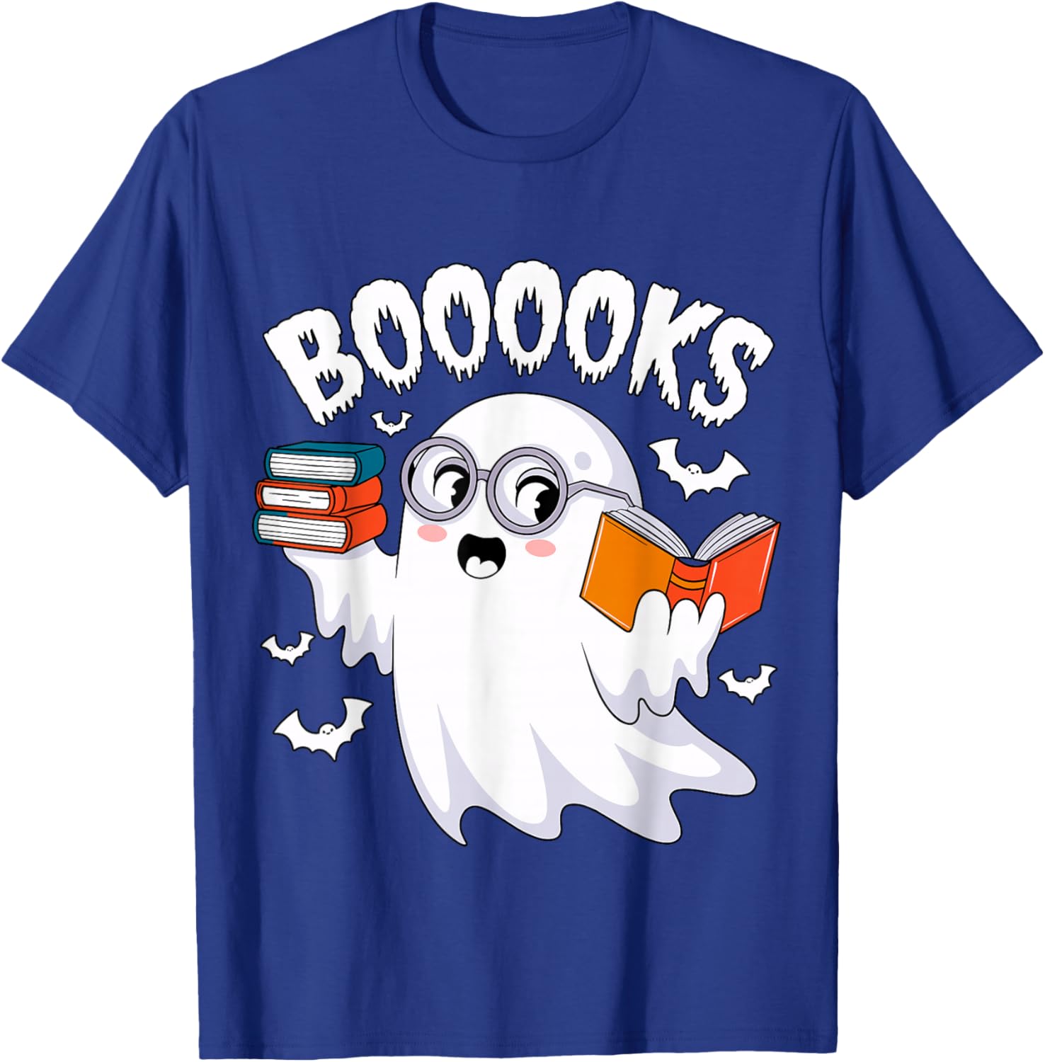 Boooooks Ghost Reading Books Librarian Halloween Costume T-Shirt - T-Shirt | Royal