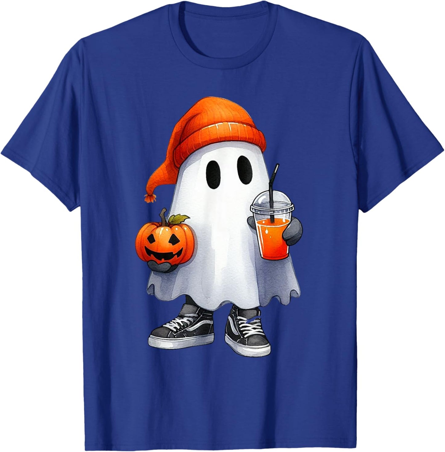 Cute Halloween Ghost Drink Pumpkin Halloween Boo Girl Women T-Shirt - T-Shirt | Royal