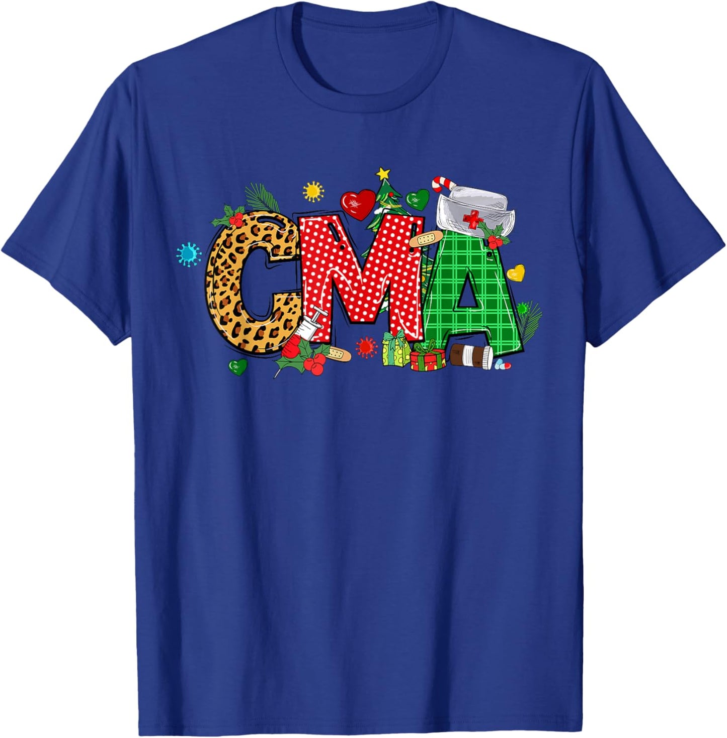Barefoot Gang Nurse Life Merry Christmas CMA Certified Medical Assistant T-Shirt - T-Shirt | Royal