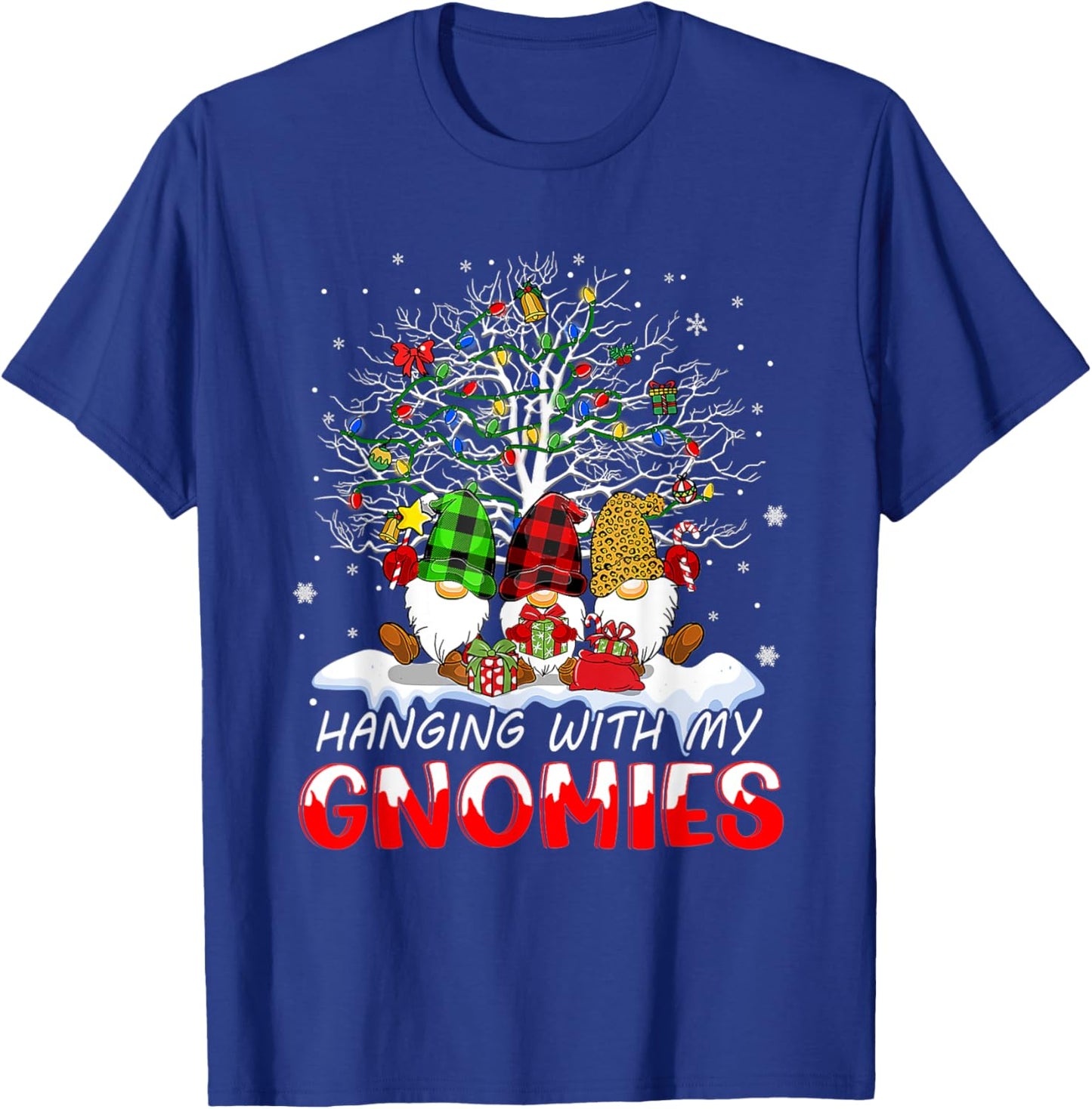 Funny Christmas Gnome Hanging With My Gnomies Family Pajamas T-Shirt - T-Shirt | Royal