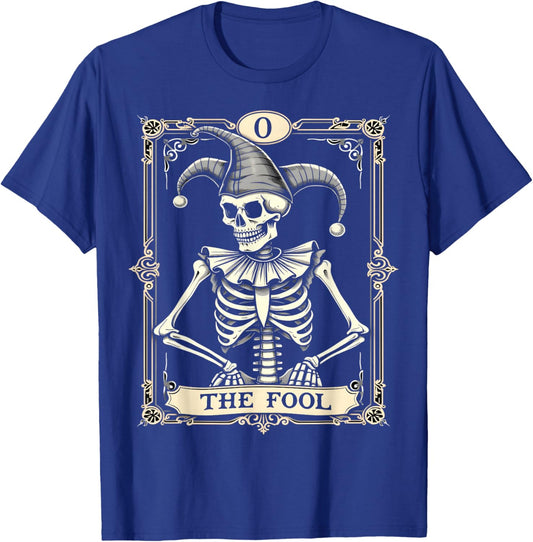 Skeleton Fool Tarot Card Dark Art T-Shirt - T-Shirt | Royal