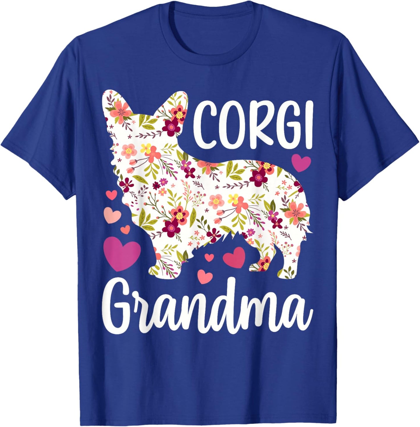 Corgi Dog Corgi Grandma Appreciation Floral Men Women T-Shirt - T-Shirt | Royal