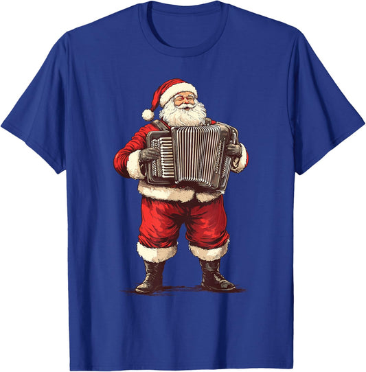 Santa Playing Accordion Funny Accordion Player Christmas T-Shirt - T-Shirt | Royal