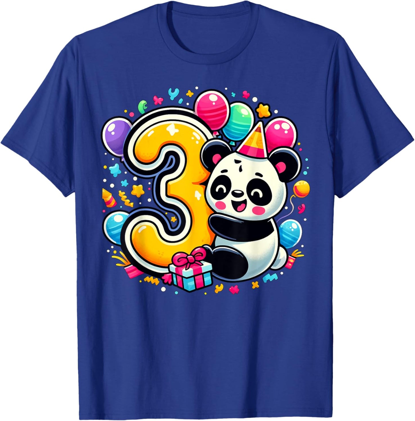 Panda 3rd birthday boy girl 3 years old third three Panda T-Shirt - T-Shirt | Royal