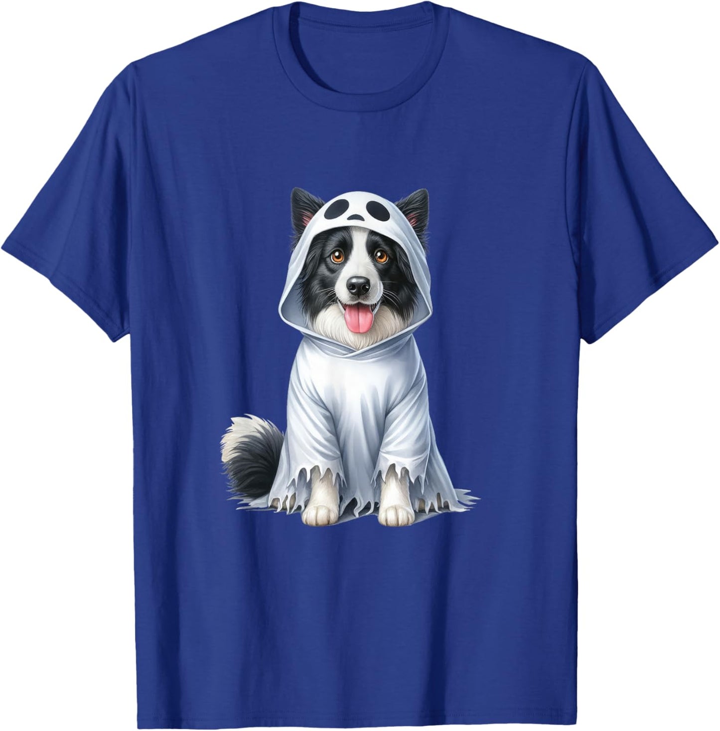 Halloween costume funny ghost dog border collie T-Shirt - T-Shirt | Royal