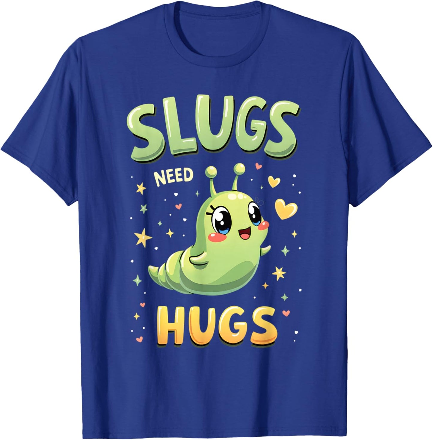 Cute Slug Lovers Whimsical Apparel Slugs Need Hugs Cute Cartoon Slug Art -Adult Black Small T-Shirt - T-Shirt | Royal