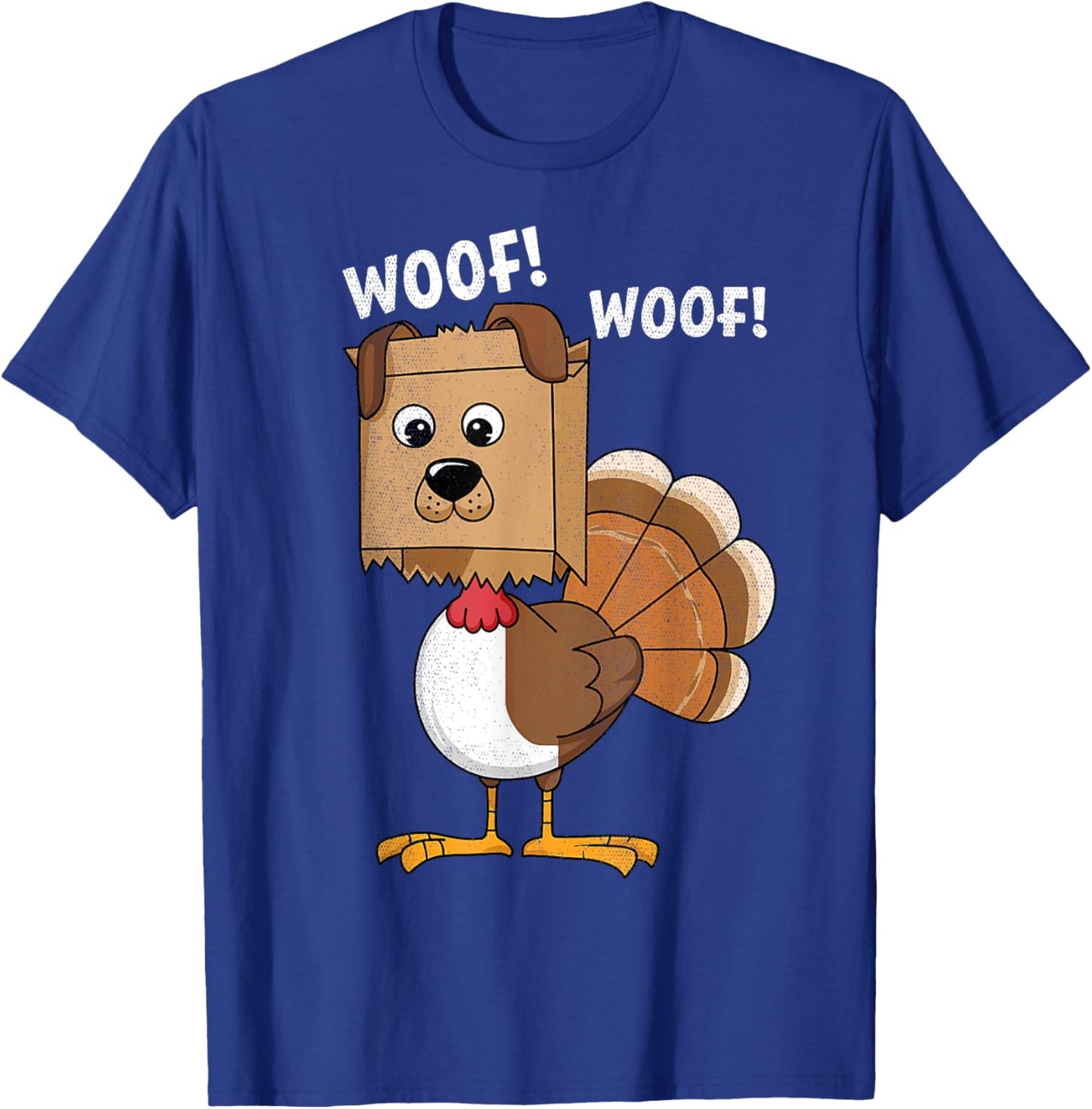 Thanksgiving Dog Funny Fake Dog Woof Thanksgiving Turkey Women Girls Kids T-Shirt - T-Shirt | Royal