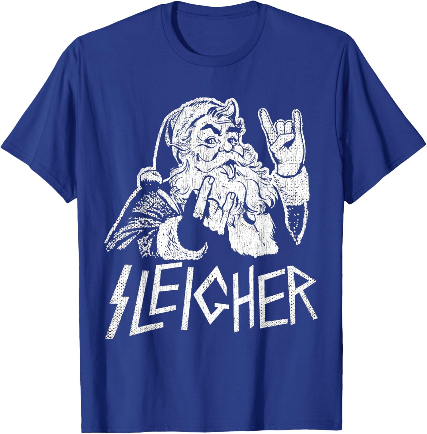 Sleigher Santa Claus Rock On Goth Heavy Metal Christmas T-Shirt - T-Shirt | Royal
