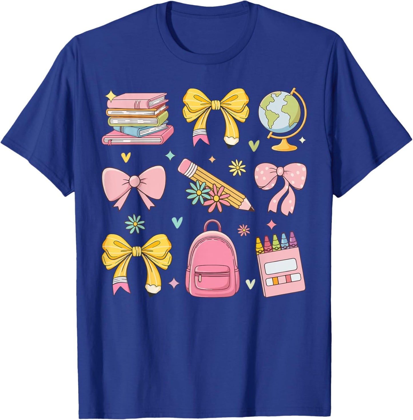 Coquette Bow Pencil Teacher Back To School Appreciation T-Shirt - T-Shirt | Royal