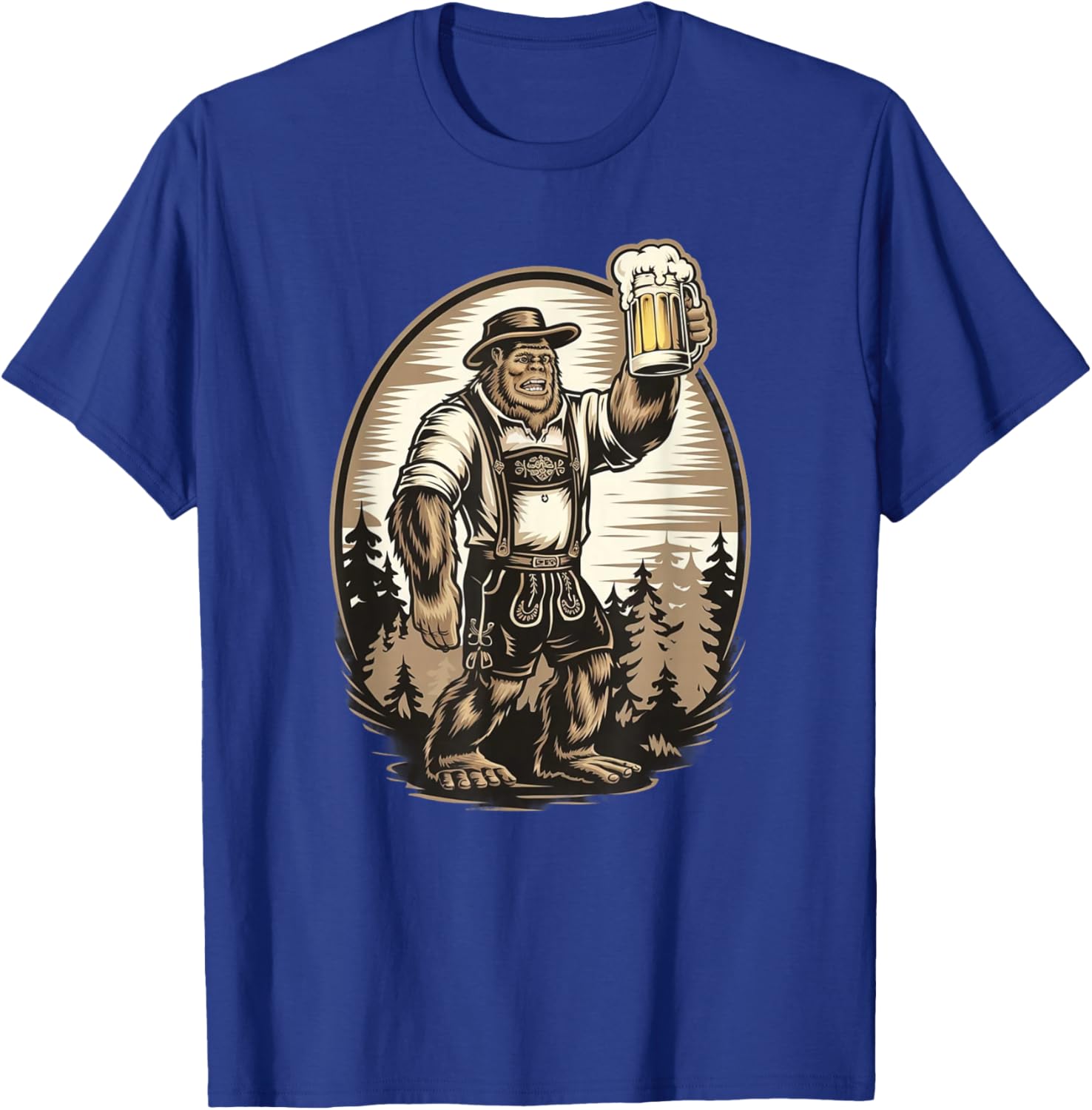 Bigfoot in Lederhosen Oktoberfest German Beer . T-Shirt - T-Shirt | Royal