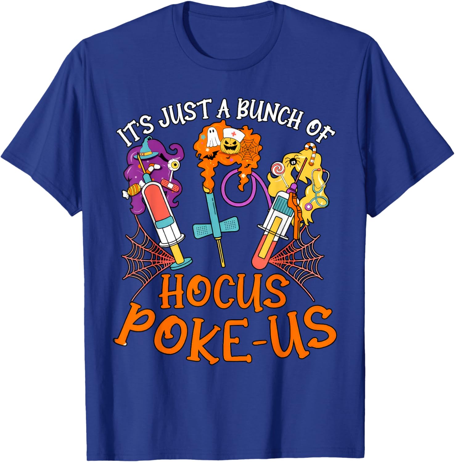 Hocus Poke-us Witch Nurse Halloween Medical Lab Tech Spooky T-Shirt - T-Shirt | Royal