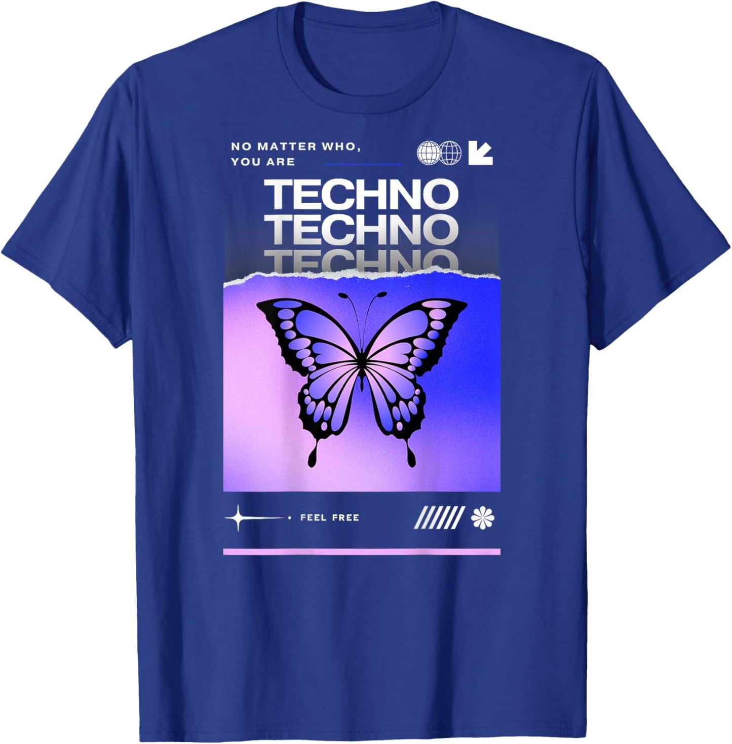 Techno Butterfly Rave Feel Freedom Trance Love Club T-Shirt - T-Shirt | Royal