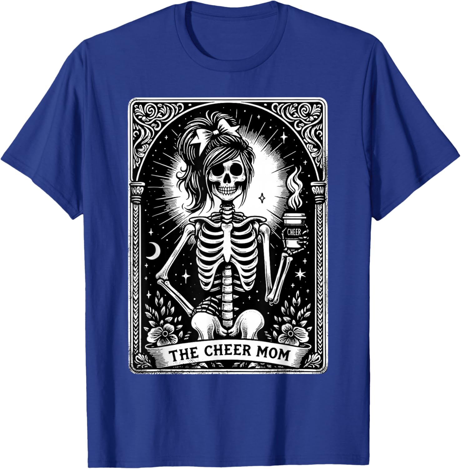 The Cheerleader Funny Tarot Card Girls Skeleton Cheer Mom T-Shirt - T-Shirt | Royal