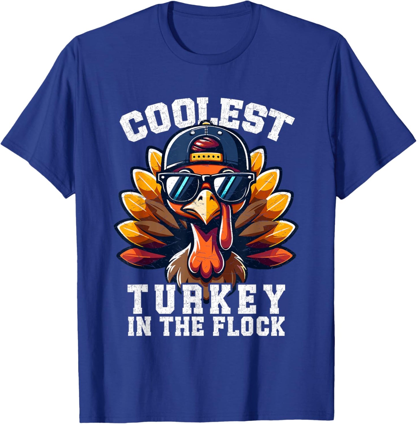Coolest Turkey Thanksgiving Toddler Boys Kids Men Turkey T-Shirt - T-Shirt | Royal