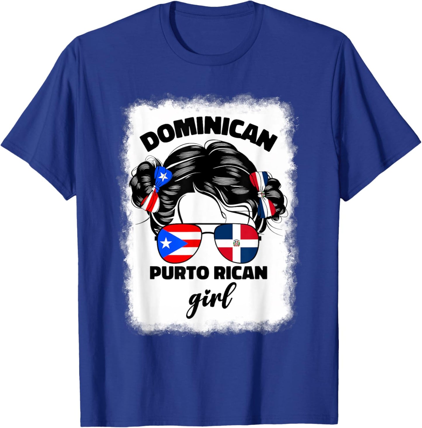 DominiRican Girl Kids Dominican And Puerto Rican Rico Flag T-Shirt - T-Shirt | Royal