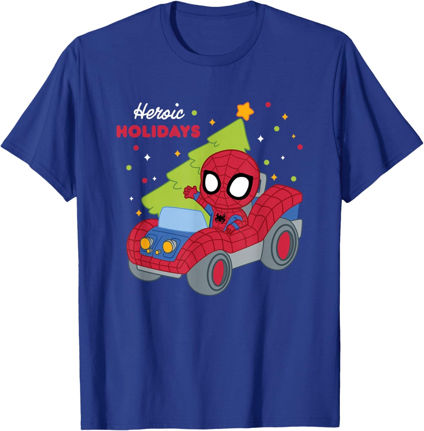 Marvel Christmas Heroic Holidays Cute Spider Man Chest Logo T-Shirt - T-Shirt | Royal