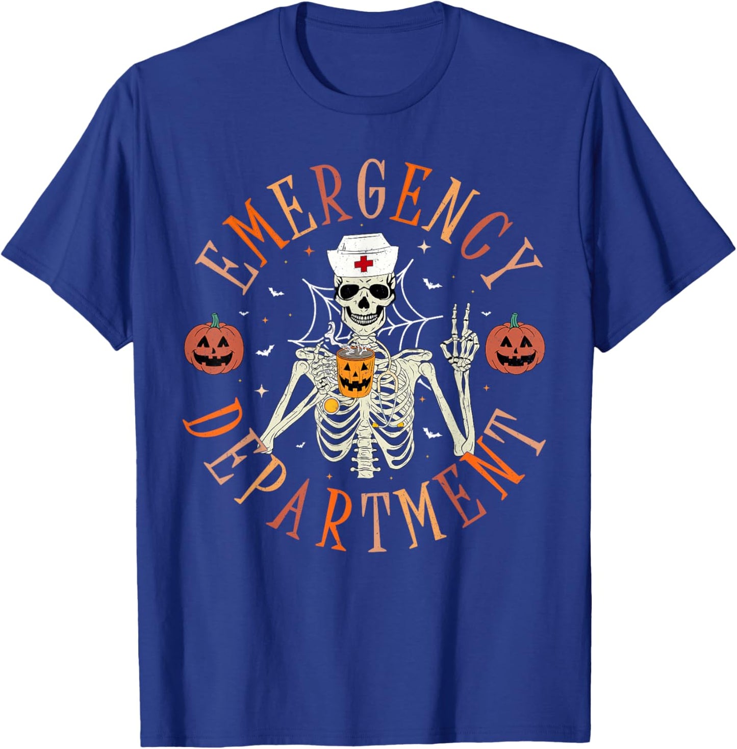 Emergency Department Skeleton ER Nurse Halloween T-Shirt - T-Shirt | Royal