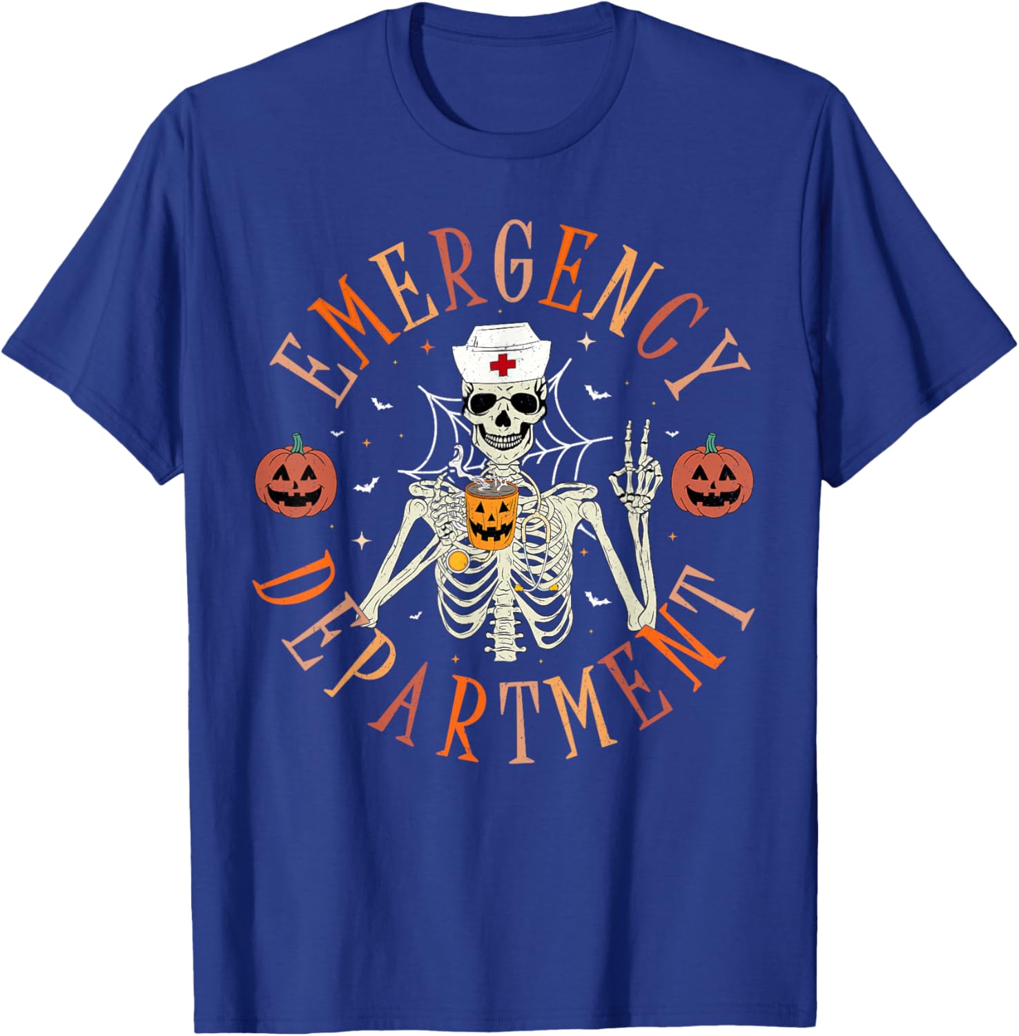 Emergency Department Skeleton ER Nurse Halloween T-Shirt - T-Shirt | Royal