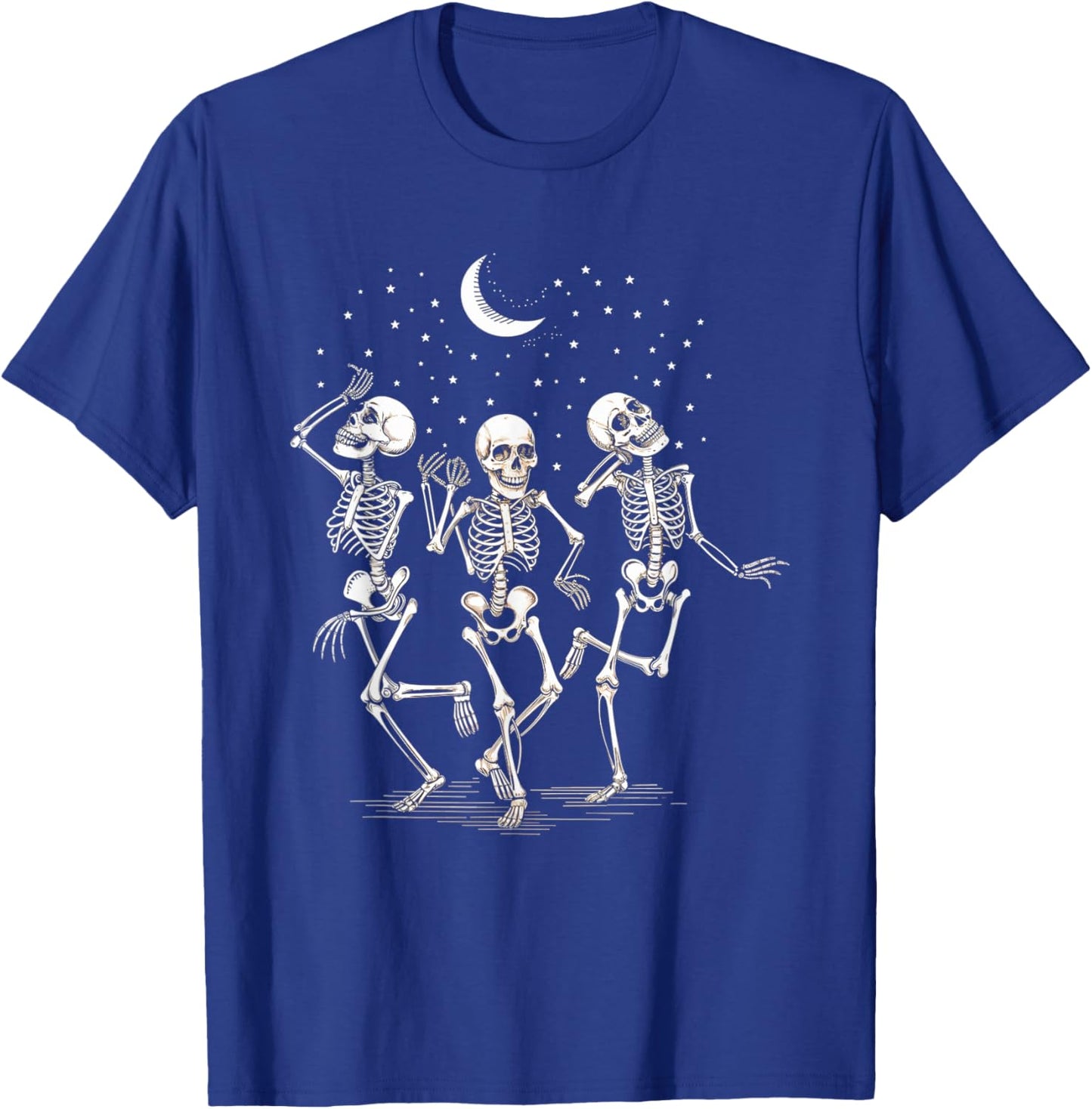 Skeleton Dance Moon Stars Night Halloween Party T-Shirt - T-Shirt | Royal