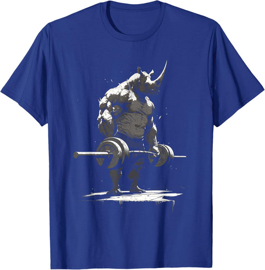 Rhino Weightlifting Powerlifting Beast Gym Gear Workout T-Shirt - T-Shirt | Royal