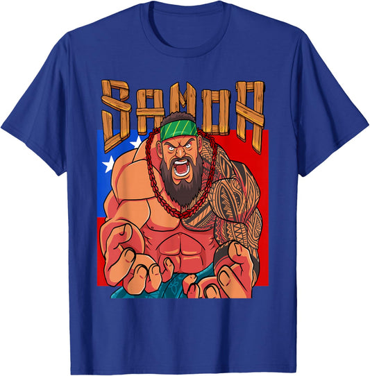 Samoan Pride Polynesian Warrior Samoa Flag Matai T-Shirt - T-Shirt | Royal