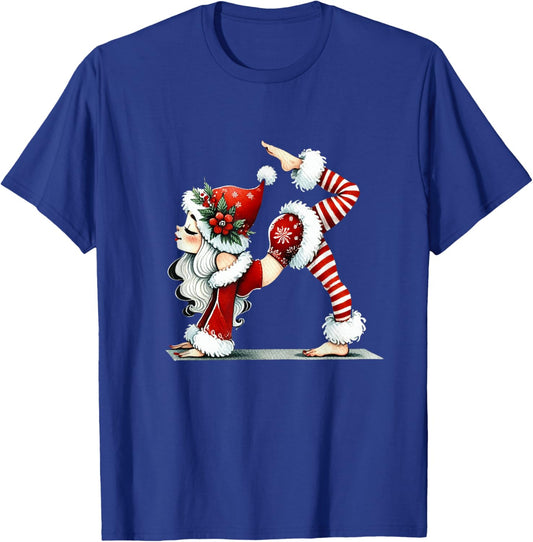 Pilates Santa Girl Christmas Workout Funny Flexible Xmas T-Shirt - T-Shirt | Royal