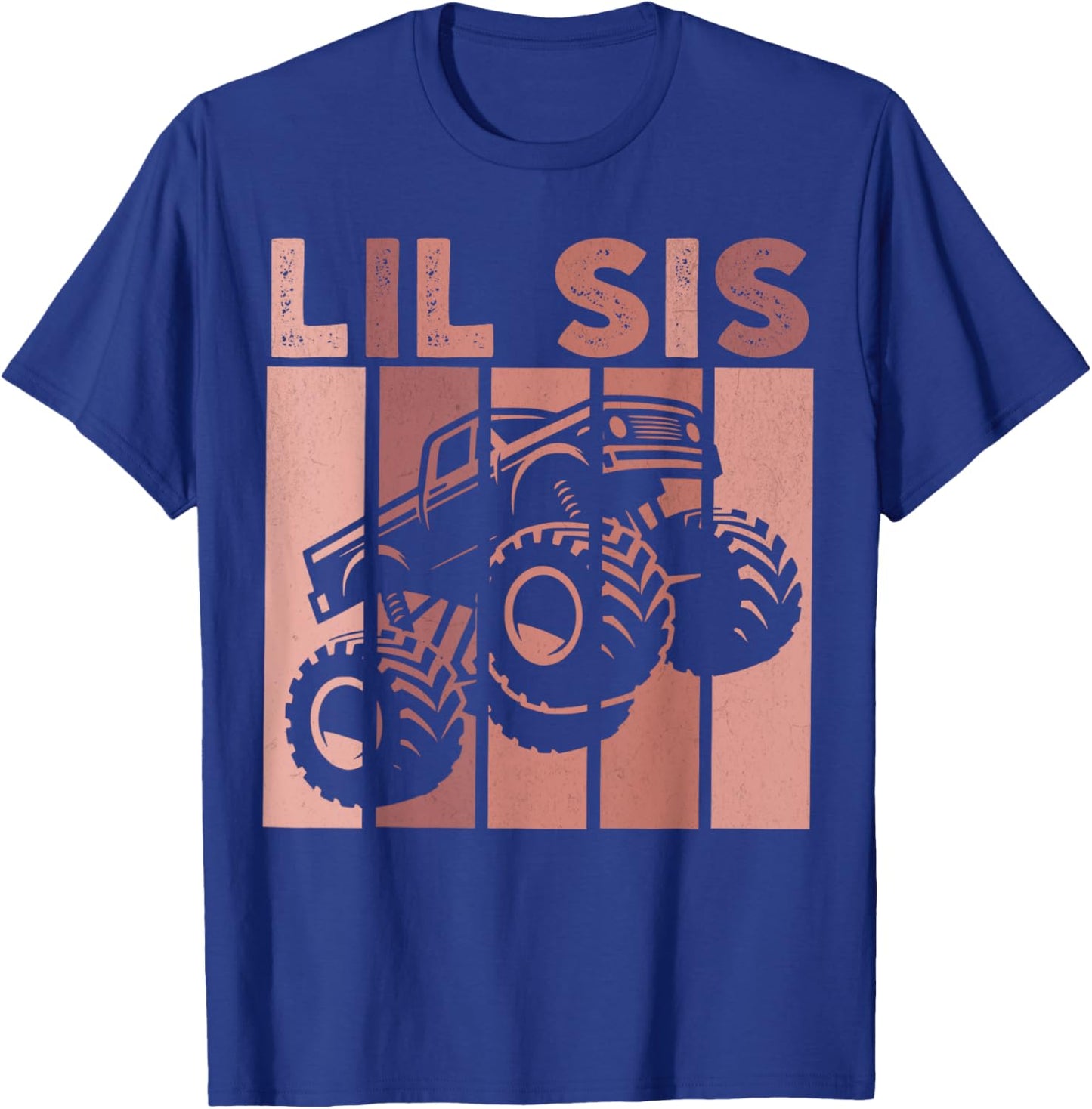 Little Sister Monster Truck Retro Lil Sis Matching Sibling T-Shirt - T-Shirt | Royal