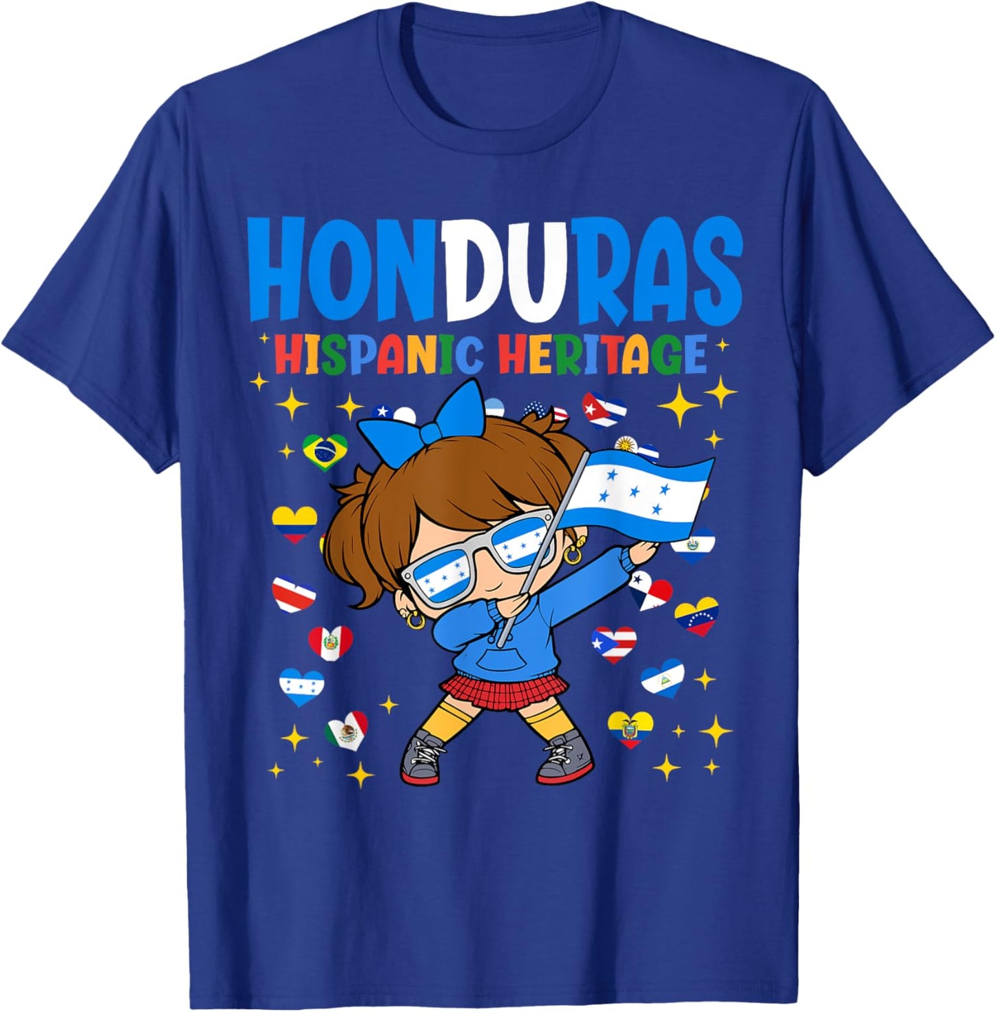 Hispanic Heritage Month Honduras Flag Honduran Girl Kids T-Shirt - T-Shirt | Royal