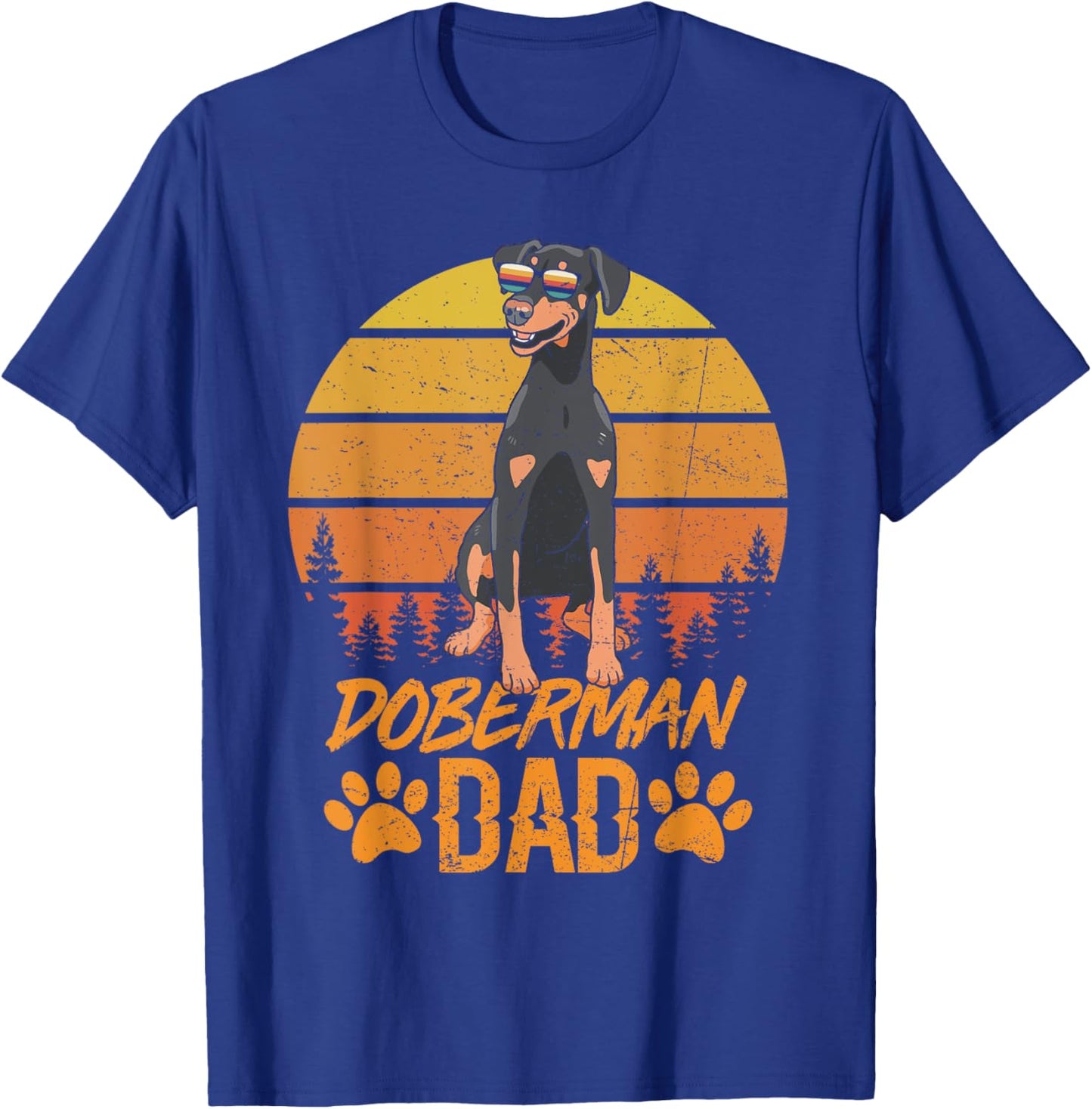 Vintage Retro Cool Natural Ear Doberman Dad Fathers Day T-Shirt - T-Shirt | Royal