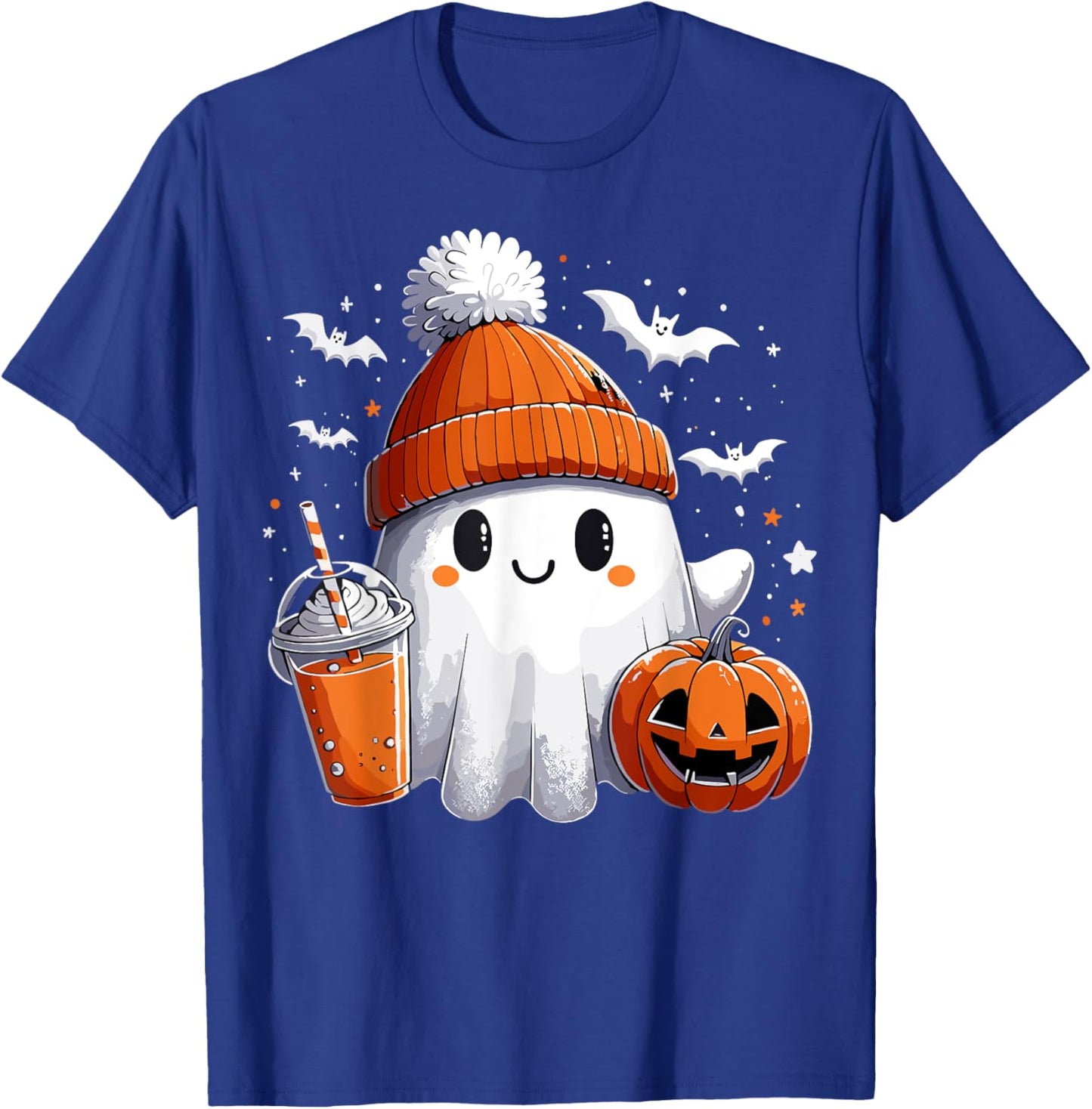 Ghost Drink Halloween Drink Pumpkin T-Shirt - T-Shirt | Royal