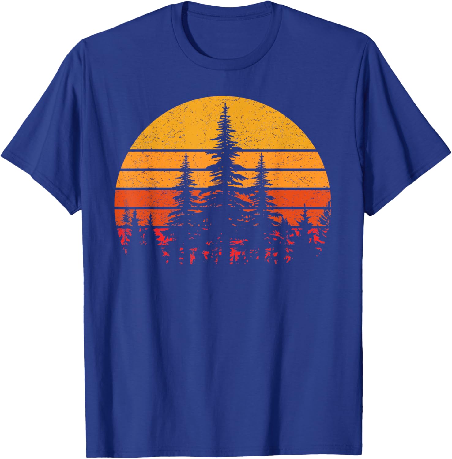 Wildlife Trees Outdoors Sunset Nature Retro Forest Vintage T-Shirt - T-Shirt | Royal