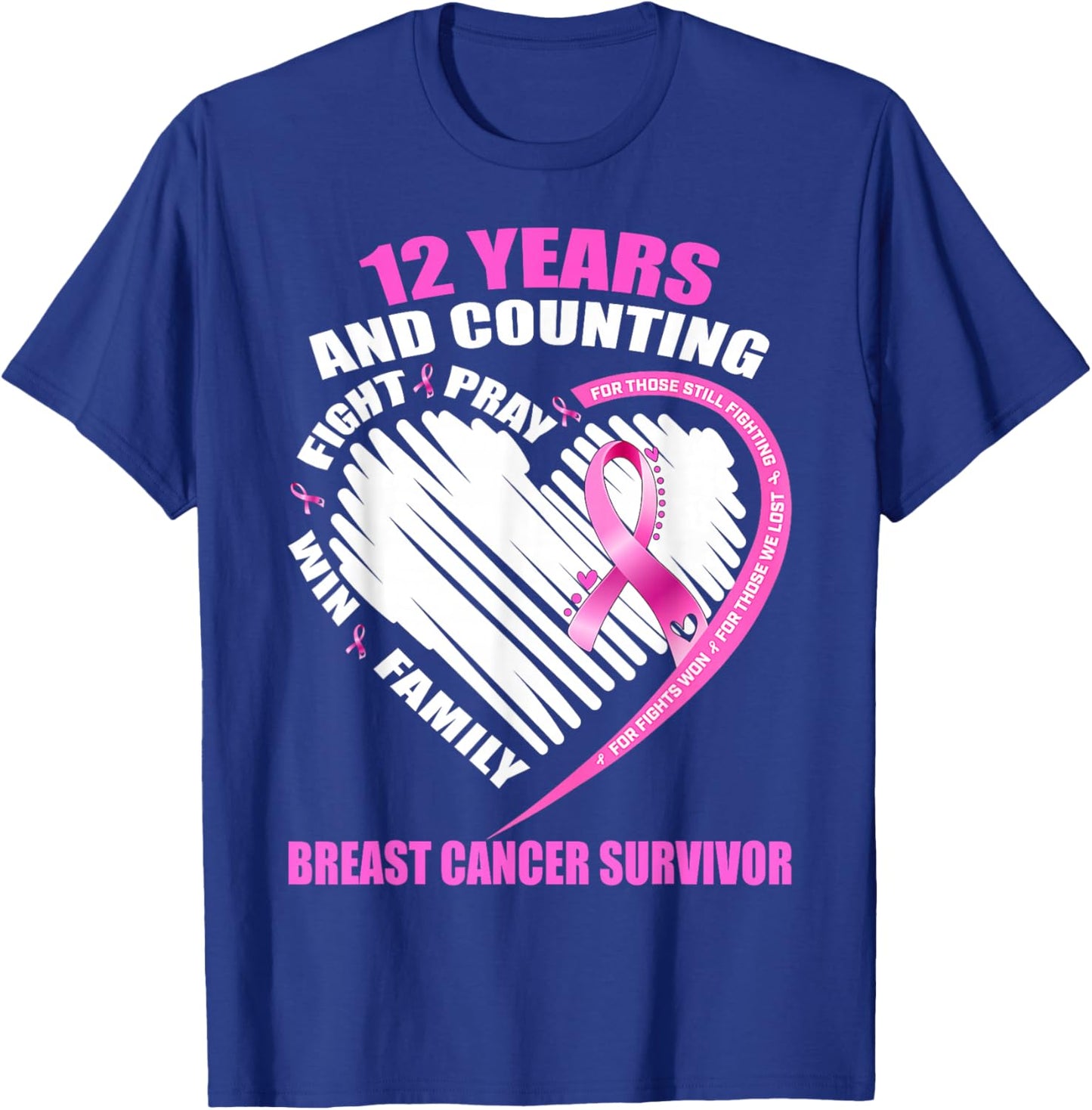 12 Years Cancer Free Gifts 12 Year Breast Cancer Survivor T-Shirt - T-Shirt | Royal