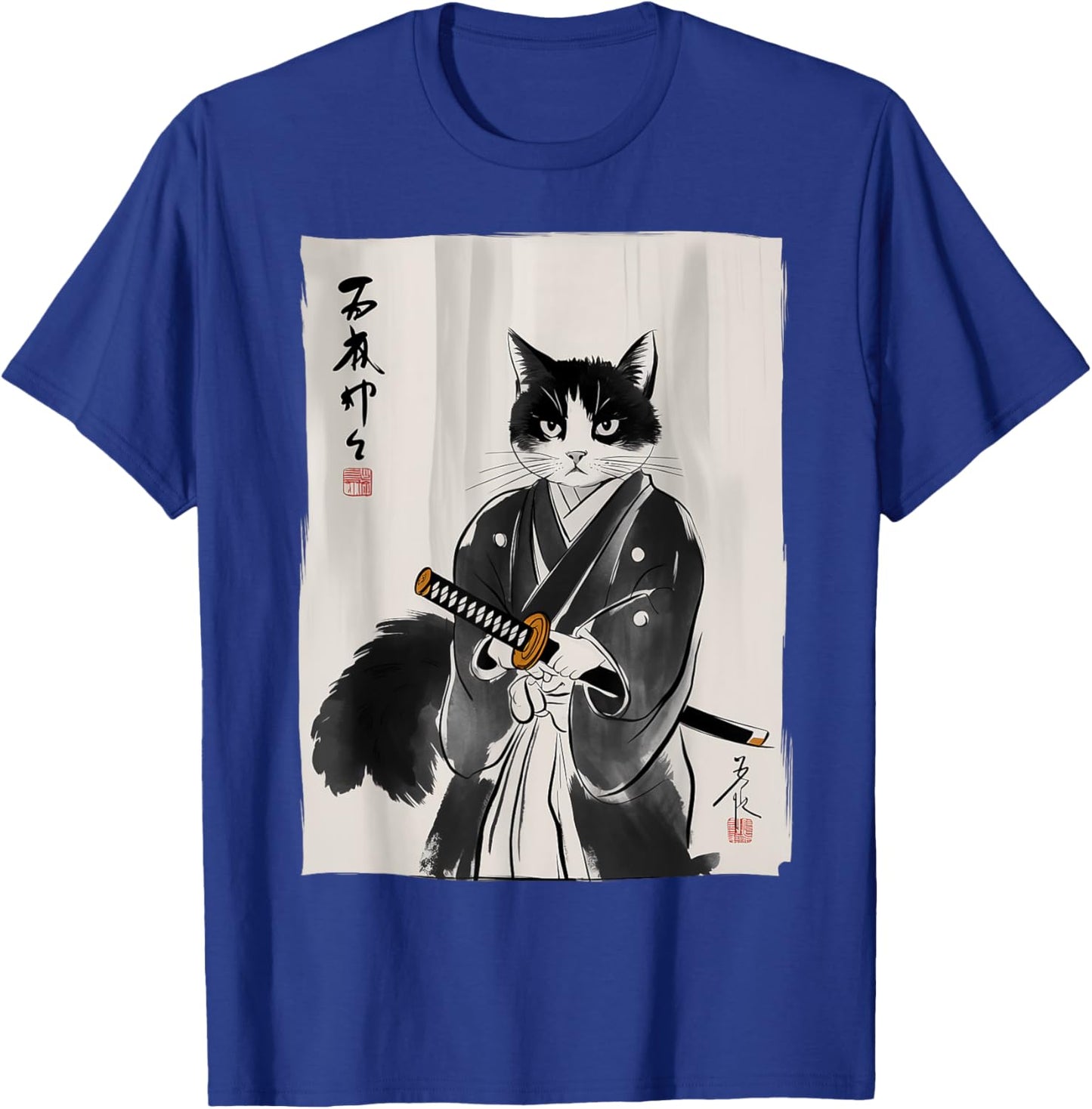 Samurai Cat Japanese Art Gifts For Cat Mom Cat Dad Cat Lover T-Shirt - T-Shirt | Royal
