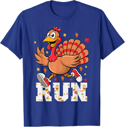 Turkey Run Costume Kids Thanksgiving Running Turkey Trot T-Shirt - T-Shirt | Royal