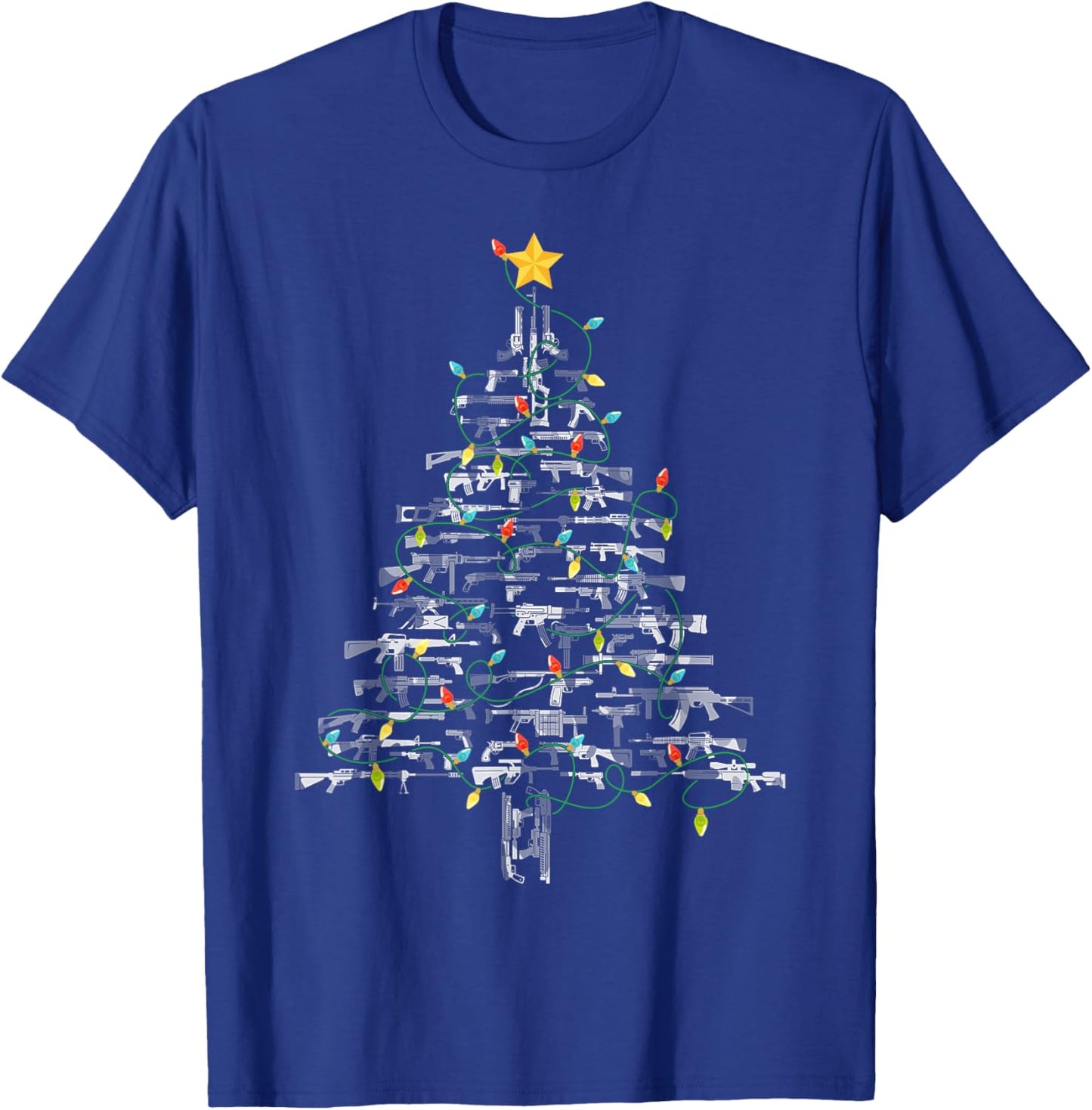 Gun Lover Christmas Tree Gun Owner Xmas Lover Novelty T-Shirt - T-Shirt | Royal